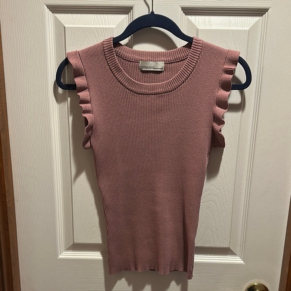 Zenana Outfitters Pink Fitted Ruffled Tank Top - Picture 2 of 5